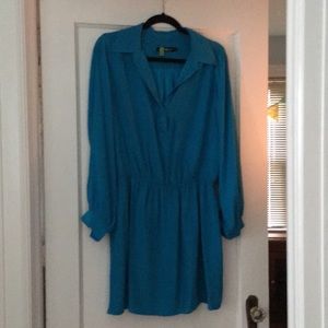 Alice & Trixie teal silk shirt dress